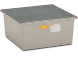 GFK-Auffangwanne 220/1 CEMO, 210 l Auffangvolumen, B 850 x T x 850 x H 400 mm, mit verzinktem Gitterrost