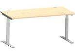 Schäfer Shop Genius Schreibtisch MODENA FLEX, T-Fuß-Rundrohr, B 1600 x T 800 mm, ahorn/weißalu