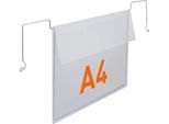 Drahtbügeltasche Durable, DIN A4 quer, mit Schutzklappe, B 535 x H 280 mm, PP, transparent, 50 Stück