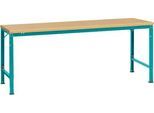 Manuflex Grundtisch UNIVERSAL Spezial, 2000 x 1000 mm, Multiplex natur, wasserblau