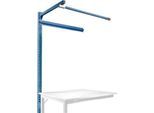 Aufbauportal m. Ausleger, Ansatztisch STANDARD Arbeitstisch/Werkbank UNIVERSAL/PROFI, 1250 mm, briallantblau
