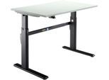 Schäfer Shop Select Schreibtisch, elektrisch höhenverstellbar, Rechteck, C-Fuß, B 1200 x T 800 x H 725-1185 mm, lichtgrau/schwarz