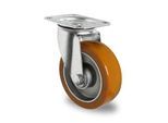 CASCOO Lenkrolle AAU5, mit Rad-ø 100 mm x B 40 mm, Aluminium-Felge, Polyurethan-Lauffläche, braun, Doppelkugellager, bis 250 kg