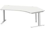 Schäfer Shop Genius Winkelschreibtisch MODENA FLEX 135°, Ansatz rechts, C-Fuß-Rechteckrohr, B 2165 mm, lichtgrau