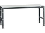 Manuflex Arbeitstisch UNIVERSAL Standard, 2000 x 1000 mm, Kunststoff lichtgrau, anthrazit