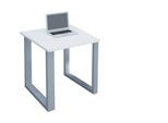 Schreibtisch, rechteckig, Bügelfuß, B 800 x T 800 x H 760 mm, weiß/silber
