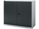Schäfer Shop Genius Flügeltürschrank FS, Stahl, mit Belüftungslöchern, B 1343 x T 420 x H 1105 mm, 3 OH, weißaluminium/anthrazitgrau, bis 450 kg