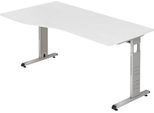 Schreibtisch Freiform ULM, li. od. rechts, B 1800 x T 800/1000 x H 650-850 mm, lichtgrau