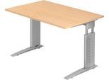 Schreibtisch TARVIS, C-Fuß, Rechteck, B 1200 mm, Gestell silber, höhenverstellbar, Ahorn