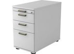 Standcontainer TOPAS LINE, 2 Schübe, 1 Hängeregistraturauszug, 1 Utensilienauszug, abschließbar, B 428 x T 800 x H 720-760 mm, lichtgrau/lichtgrau