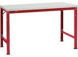 Manuflex Grundtisch UNIVERSAL Spezial, 1500 x 1000 mm, Kunststoff lichtgrau, rubinrot