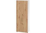 Schränke Breno, 6 OH, abschließbar, 28 kg je Boden, B 800 x T 420 x H 2156 mm, weiß/Asteiche