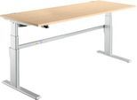 Schreibtisch Komfort, elektrisch höhenverstellbar, Rechteck, C-Fuß, B 1800 x T 800 x H 655-1305 mm, Ahorn/weißaluminium RAL 9006