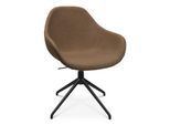 Konferenzsessel Topstar Sitness Life 2.0, dreh-/sitzhöhenverstellbar, Armlehnen, B 450 x T 460 x H 440-470 mm, 4-Fußgestell, Alu schwarz-matt & Stoff, h.braun