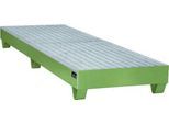 Stahl-Auffangwanne mit Gitterrost, 2400 x 800 mm, grün RAL 6011