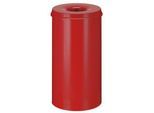 Abfallsammler, für den Innenbereich, Volumen 30 l, selbstlöschender Deckel, Ø 335 x H 470 mm, Stahl pulverbeschichtet, rot/rot