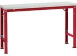 Manuflex Grundtisch UNIVERSAL Spezial, 1500 x 800 mm, Kunststoff lichtgrau, rubinrot