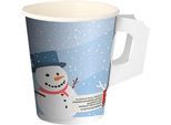 Papstar Trinkbecher "Snowman", mit Griff, 200 ml, doppelwandig, Pappe, Ø 8 x H 9,3 cm, 50 Stück
