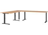 Eckschreibtisch Agenda Home, mechanisch höhenverstellbar, B 2600 x T 2200 x H 680-910 mm, Grandson-Eiche/Schwarz