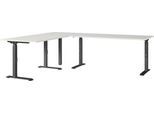 Eckschreibtisch Agenda, mechanisch höhenverstellbar, B 2400 x T 2000 x H 680-910 mm, Lichtgrau/Schwarz