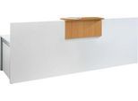 Empfangstheke Come-In, 1 Ablage, gerade, Breite 2400 mm, weiß/Buche-Dekor