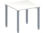 Schäfer Shop Genius Konferenztisch MODENA FLEX, Quadrat, 4-Fuß Quadratrohr, B 800 x T 800 x H 720-840 mm, weiß/weißaluminium RAL 9006