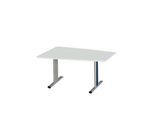 Schäfer Shop Select Besprechungstisch MODENA Basic, Tonne, T-Fuß, B 1400 x T 1000 x H 717 mm, lichtgrau/weißaluminium RAL 9006