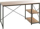 Schreibtisch HAKU, Rechteck, mit 2 zusätzlichen Ablageflächen, B 1200 x T 600 x H 740 mm, Metall/Holz, schwarz/dunkles Eiche-Dekor