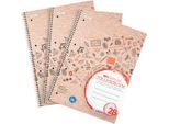 Collegeblock Herlitz Recycling, A4+ Format, 3 Stück, 80 Blatt je Block, kariert, rot