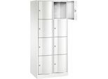 C+P Schließfachschrank Resisto, 2 Abteile, 8 Fächer, B 772 x T 540 x H 1950 mm, Verkehrsweiß