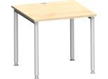 Schäfer Shop Genius Schreibtisch MODENA FLEX, 4-Fuß-Rundrohr, B 800 x T 800 mm, Ahorn/weißalu
