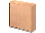Schäfer Shop Genius Schiebetürenschrank TETRIS WOOD, 3 OH, B 1200 mm, inkl. Stahlsockel, Buche-Dekor