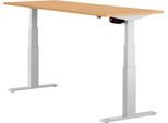 Schäfer Shop Select Schreibtisch ERGO-T, elektrisch höhenverstellbar, Rechteck, T-Fuß, B 1800 x T 800 x H 640-1300 mm, Buche-Dekor/weißaluminium