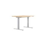 Schreibtisch ERGO DRIVE ED 470, elektrisch höhenverstellbar, Rechteck, T-Fuß, B 1200 x T 800 x H 692-1147 mm, Ahorn/weißaluminium RAL 9006