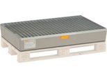 GFK-Paletten-Auffangwanne 150 CEMO, für Euro-Paletten, B 1200 x T x 800 x H 235 mm, mit Arretierungsnocken u. verzinktem Gitterrost