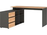 Schreibtisch mit Sideboard Boston, B 1450 x T 1460 x H 770 mm, Navarra Eiche/graphit