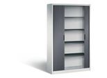 C + P Rollladenschrank Omnispace, 5 OH, abschließbar, B 1200 x T 420 x H 1980 mm, Stahl, lichtgrau/schwarzgrau