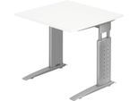 Schreibtisch TARVIS, C-Fuß, Rechteck, B 800 mm, Gestell silber, höhenverstellbar, weiß