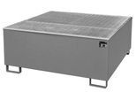 Auffangwanne BAUER AW 1000/PE mit Gitterrost, 1000 l IBC, B 1475 x T 1475 x H 625 mm, grau