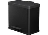 Tretmülleimer Hailo Öko Trio Plus L, 3 x 9 l, rechteckig, aus Stahlblech, schwarz