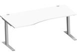 Schäfer Shop Genius Freiformschreibtisch MODENA FLEX, C-Fuß-Rechteckrohr, B 1800 mm, Ansatz links, weiß/weißalu