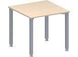 Schäfer Shop Genius Konferenztisch MODENA FLEX, Quadrat, 4-Fuß Quadratrohr, B 800 x T 800 x H 720-840 mm, Ahorn/weißaluminium RAL 9006