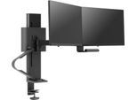 Dual Monitorarm Ergotron TRACE, für 2 Displays bis 27″ & bis 9,8 kg, höhen-/tiefenverstellbar, schwenk-/dreh-/neigbar, mit Tischklemme, schwarz