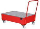 Stahl-Auffangwanne mit Rollen+Griff, 1200 x 800 mm, rot RAL 3000