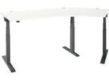 Schäfer Shop Select Winkelschreibtisch ERGO-T 2.0, elektrisch höhenverstellbar, 135° Winkel rechts, T-Fuß, B 2185 mm, weiß/anthrazit