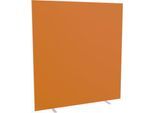 Design-Trennwand Paperflow, Stoffbespannung orange, schwer entflammbar gemäß DIN 4102 (B1), desinfektionsmittelbeständig, B 1600 x T 390 x H 1740 mm