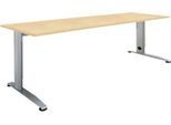 Schäfer Shop Select Schreibtisch LOGIN, manuell höheneinstellbar, C-Fuß, B 1600 x T 800 x H 660-820 mm, Ahorn/weißalu