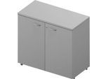 Schrank ARLON OFFICE, 2 Ordnerhöhen, abschließbar, B 900 x T 450 x H 816 mm, lichtgrau/alu