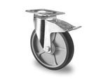 CASCOO Lenkrolle P2G2, mit Totalfeststeller, Rad-ø 200 mm x B 40 mm, Polypropylen-Felge, Elastomer-Lauffläche, grau, Kugellager, bis 250 kg