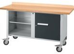 Mobile Werkbank Schäfer Shop Select PWi 150-1, Buche-Dekor Multiplexplatte, bis 400 kg, B 1500 x T 700 x H 840 mm